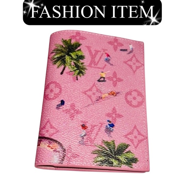 Source Unknown Accessories - PASSPORT: Pink w/Green Palm Trees & Monogram, NIB